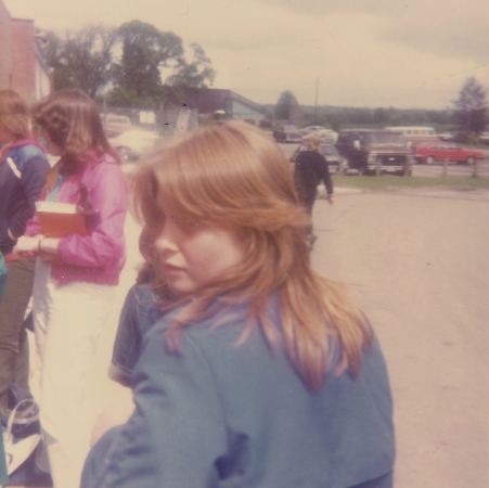 Belinda Fairfoul at the Bus Area.  ~1984