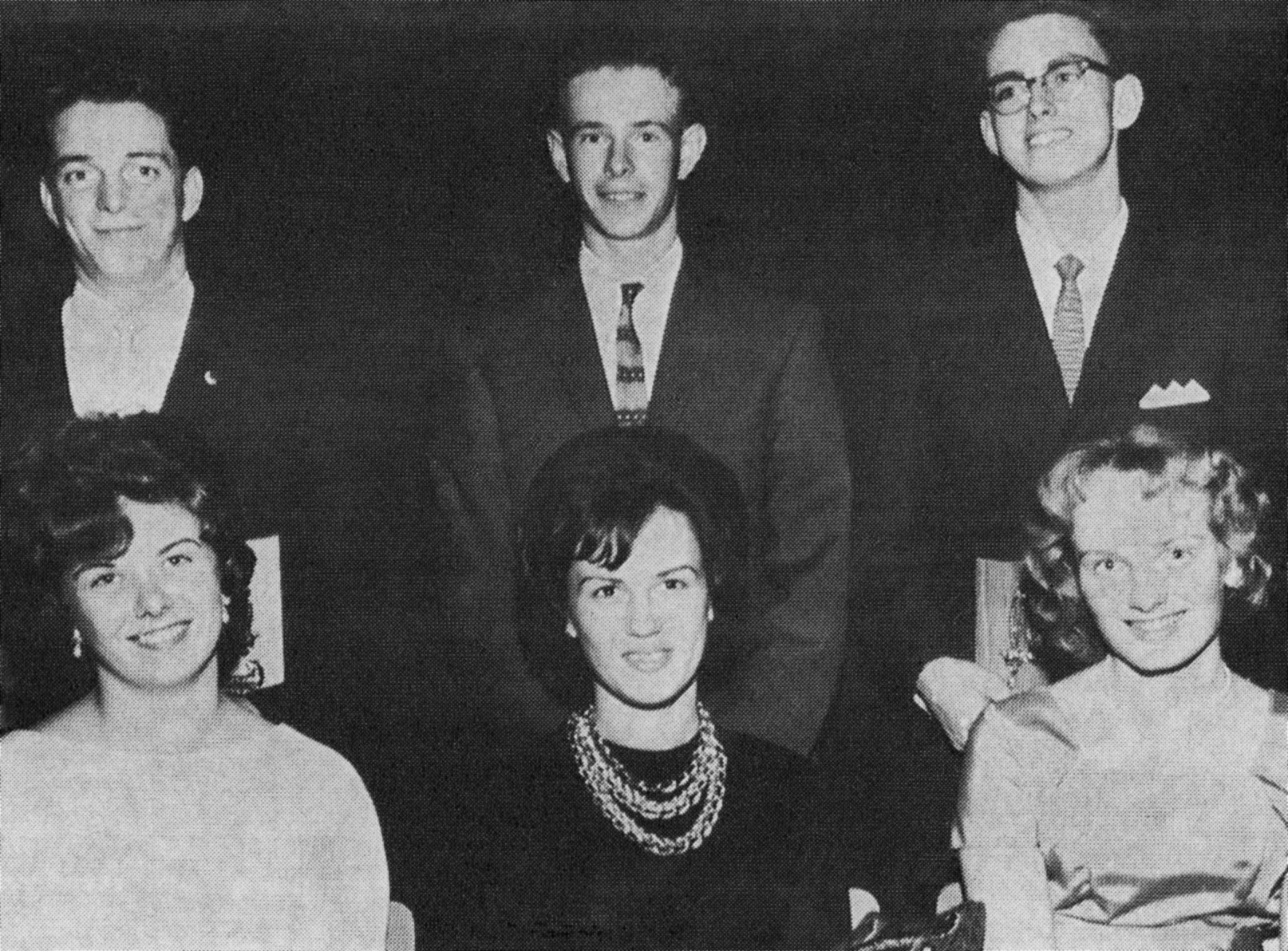 (Click to magnify) FRONT ROW: Marion Clark, Gail Bagshaw, Peggy Hickling; BACK ROW: Lawrie Taylor, Alvin Clark, James McDowell; ABSENT: Ann Martens