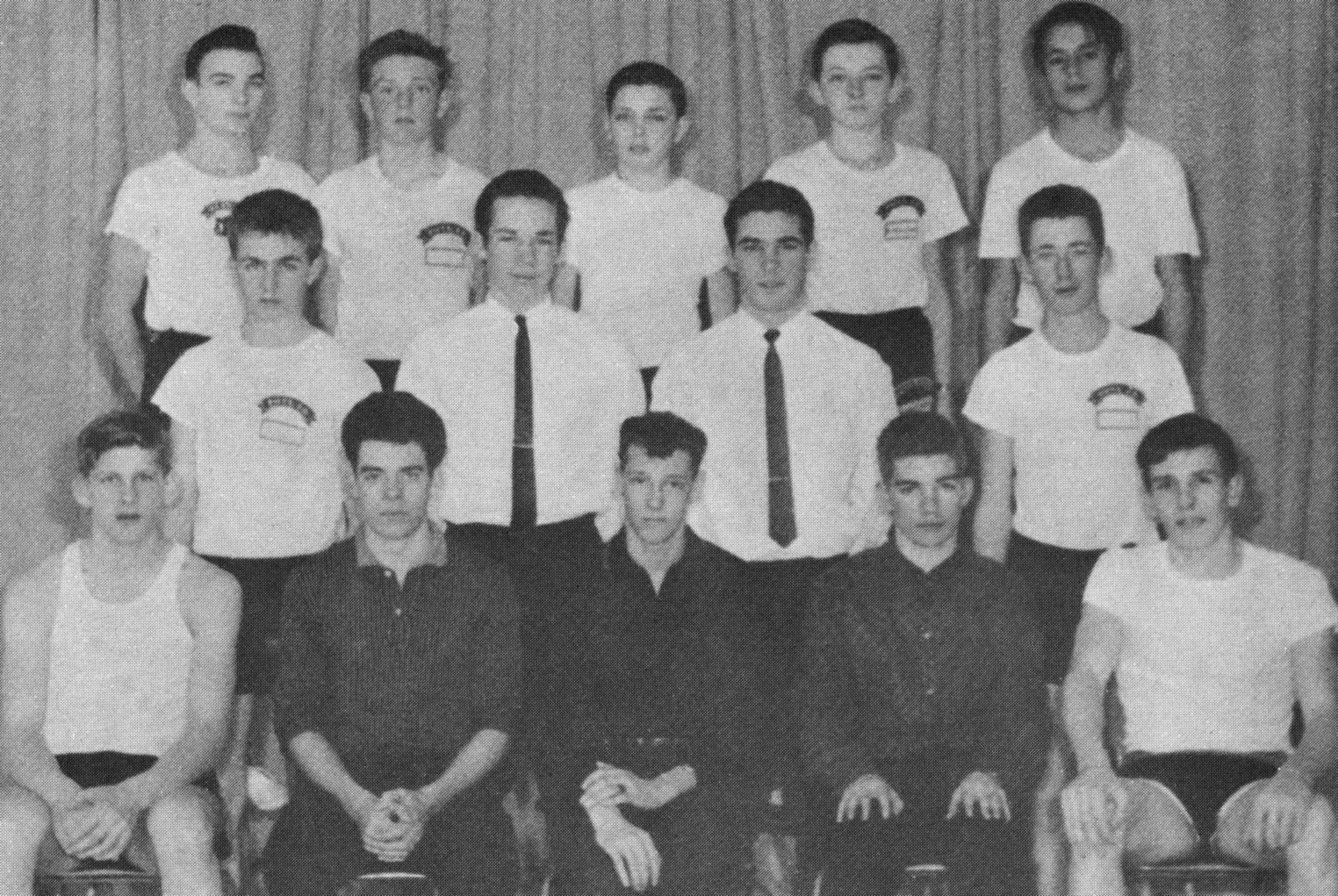 (Click to magnify) FRONT ROW: E. Vandenberg, G. Beacock, Brian Myers, Keith McFarlane, Gord Whitney; SECOND ROW: C. Wilson, Bill Menar, R. Long, Keith St.John; BACK ROW: P. Faulkner, M. Smith, Mike Morrison, Grant Mustard, Maurice VanVeghal