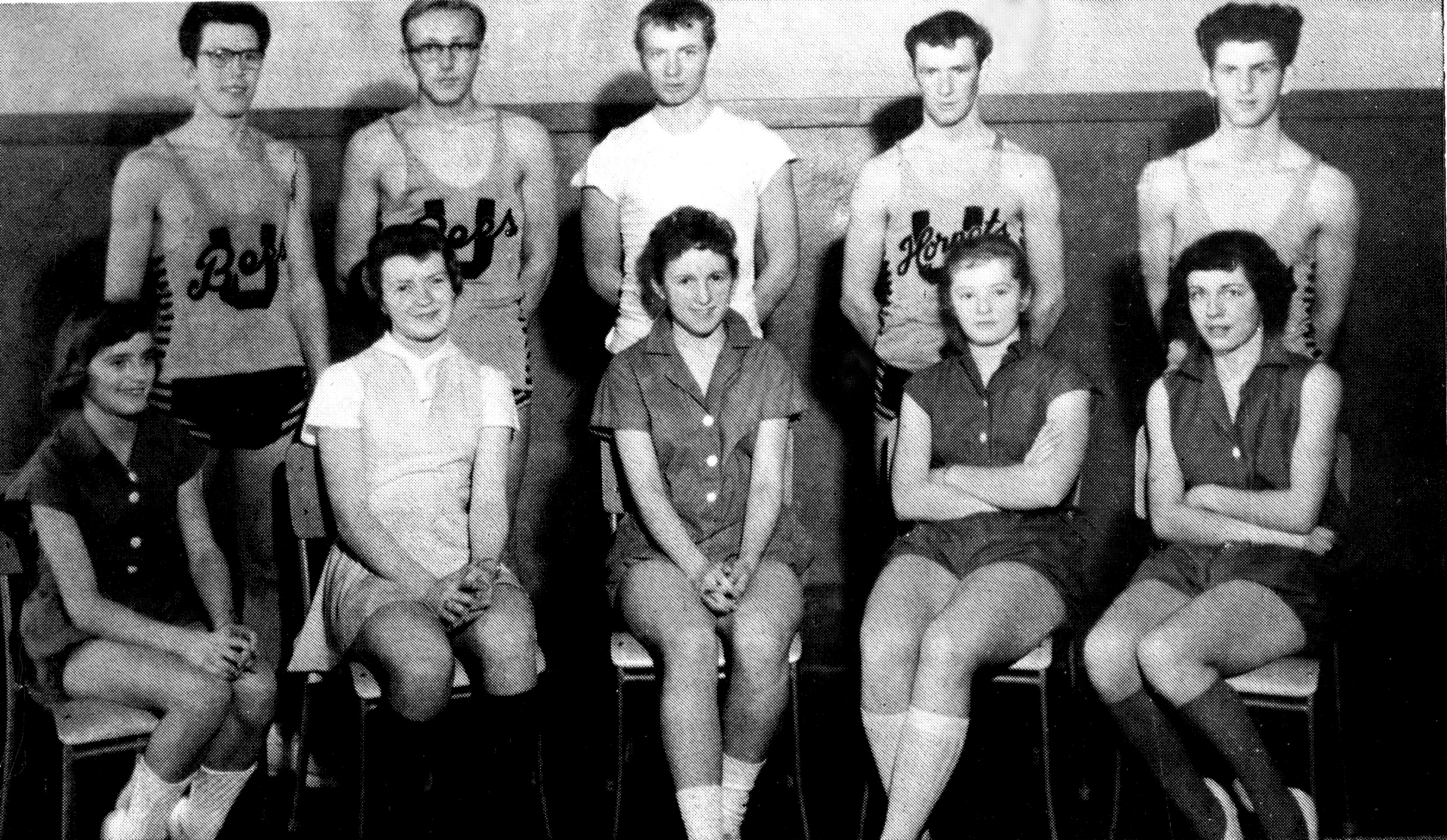 (Click to magnify)  FRONT ROW:  M. Welsh, Mildred Lickiss, G. Wagg, D. Taylor
BACK ROW:  Derek Arbuckle, David Whitney, M. Ritchie, C. Todd, Keith Cornell
(Abs)  B. Hall, Peter Bernhardt