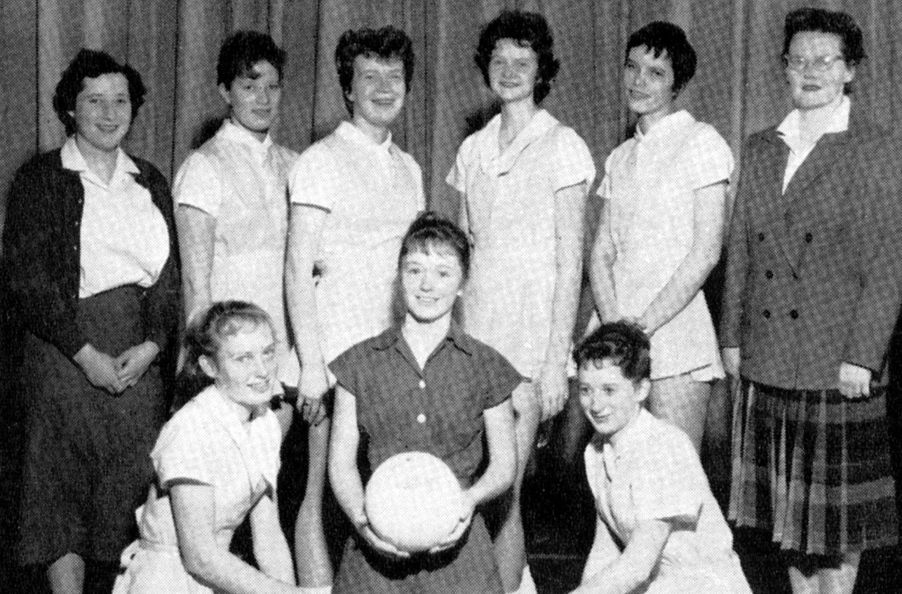 (Click to magnify) FRONT ROW: P. Hickling, K. Taylor, A. McGuire; BACK ROW: Irene Salmon, G. Foote, M. Lickiss, D. Kennedy, J. Richardson, Mrs. Joyce Bradbury; ABSENT: D. Comer, Jo-Ann Smith.