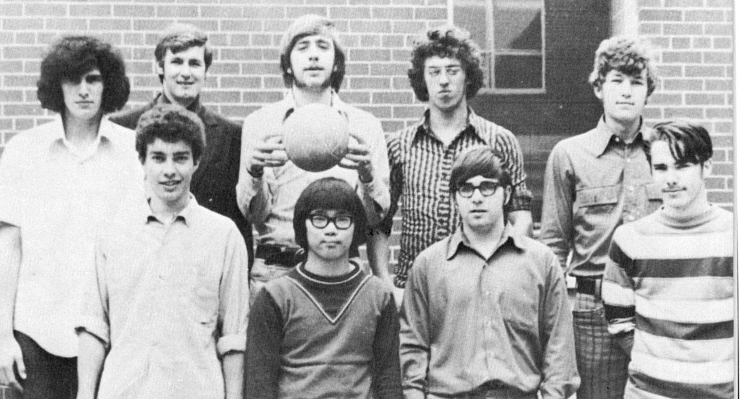 (Click to magnify) FRONT ROW: ? Will, P. Eng, K. Coppins, M. Gates; ***SECOND ROW: T. Kydd, J. Lewis, J. Geer, J. Sibenik; ***BACK ROW: J. Schwan (coach).