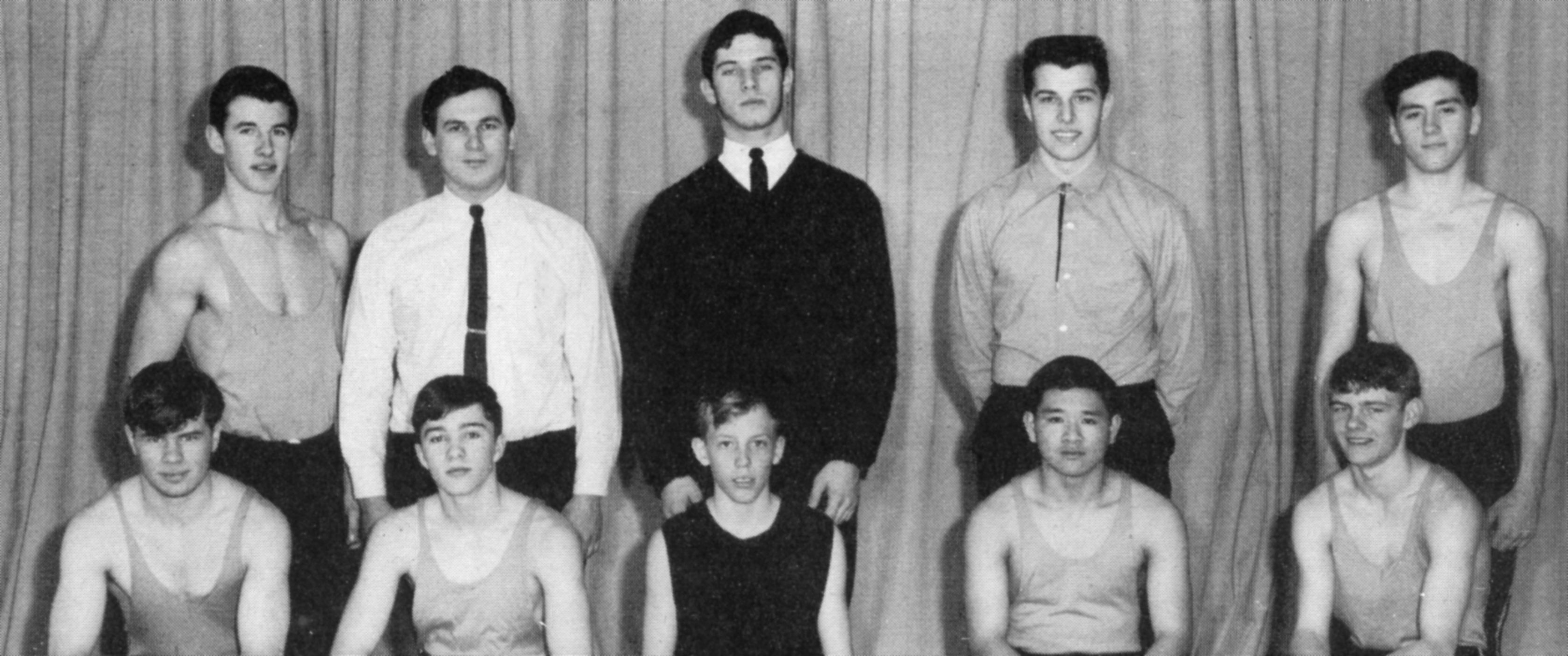 (Click to magnify) FRONT ROW: Brian Munro, N. Clark, D. Clark, D. Eng, B. Johnson; ***BACK ROW: T. Rice, A. Jollimore, Mike Shadforth, Bert Blackburn, T. Cox.