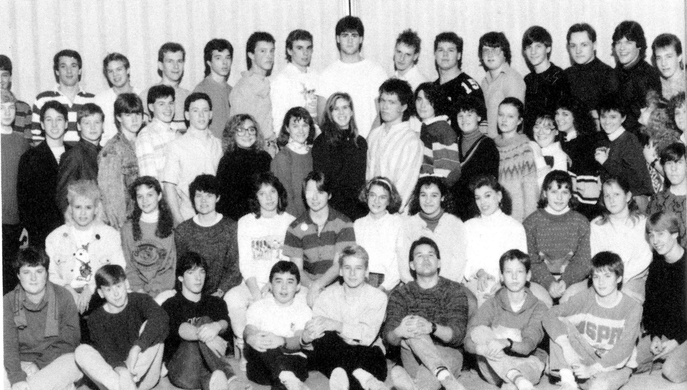 (Click to magnify - original has both left and right sides heavily cropped) FRONT ROW: Krystyne Clulow, Ben Lavoie, Teddy Dacey, Dave Barton, Greg Ferraro, Craig Wilson, Sasha Lukausky, Clinton Harrison; ***SECOND ROW: Jennifer Duval, Kendra Klulow, Tracy