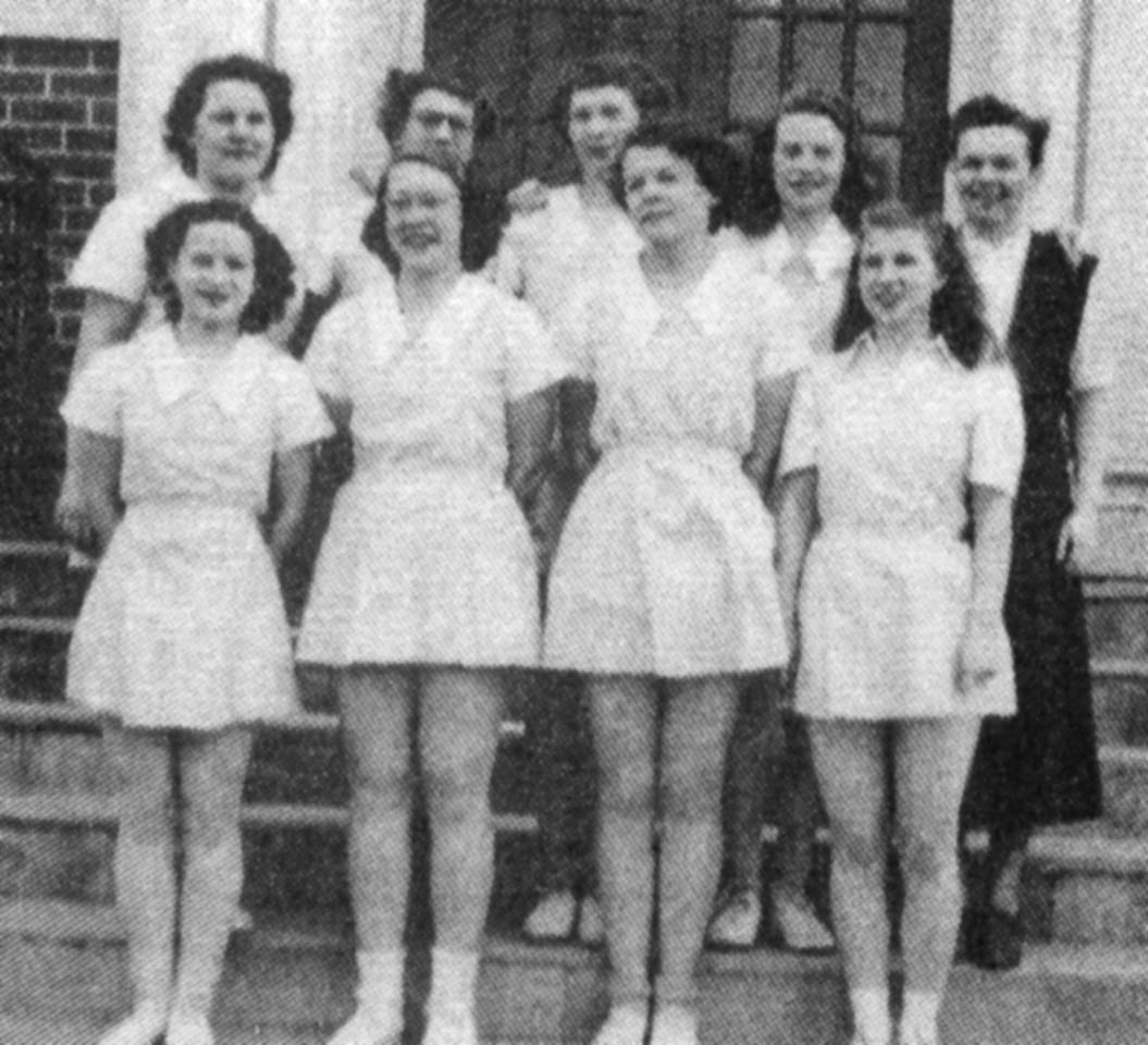 (Original quality insufficient for magnification) FRONT ROW: A. Skerratt, M. Arnold, B. Blanchard, D. Odell; SECOND ROW: I. Acton, H. Willis, A. Hendrickson, A. Noble, Miss Walch.