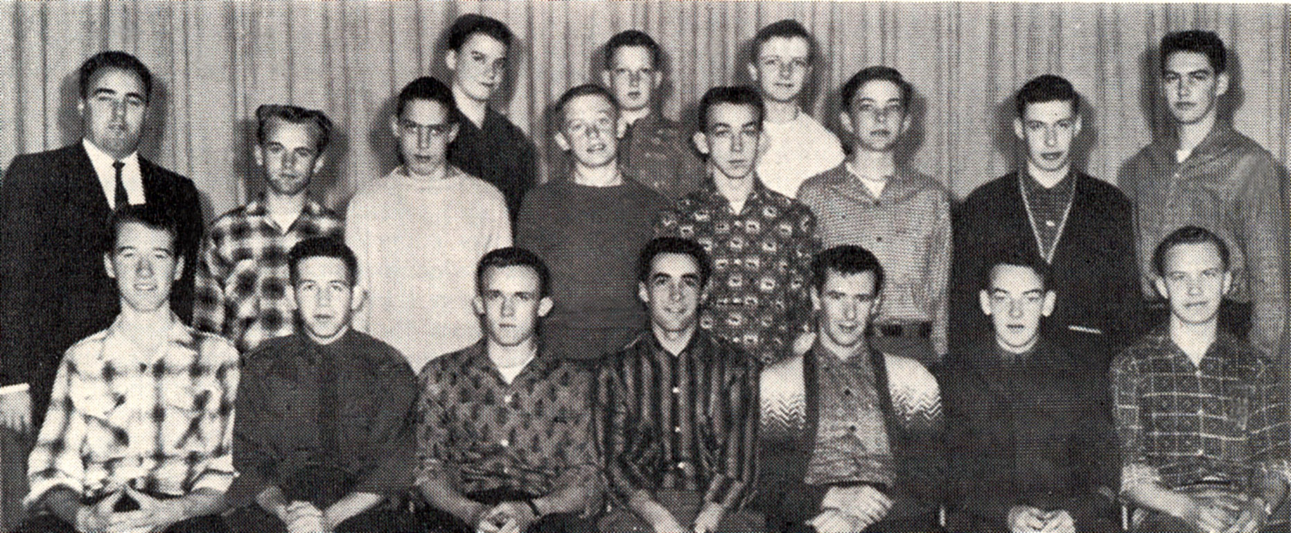 Back Row: Barry Leask, Ron Cleverdon, Barry Morrison Middle Row: Mr. Ray Newton, Raye McGuckin, Robbie Rattray, Sandy Williamson,Keith James, Grant Lickiss, Alvin Brooks, Carl Stevenson, Front Row: Murray Prentice, John Sargeant, Ron James, Bruce Shilling