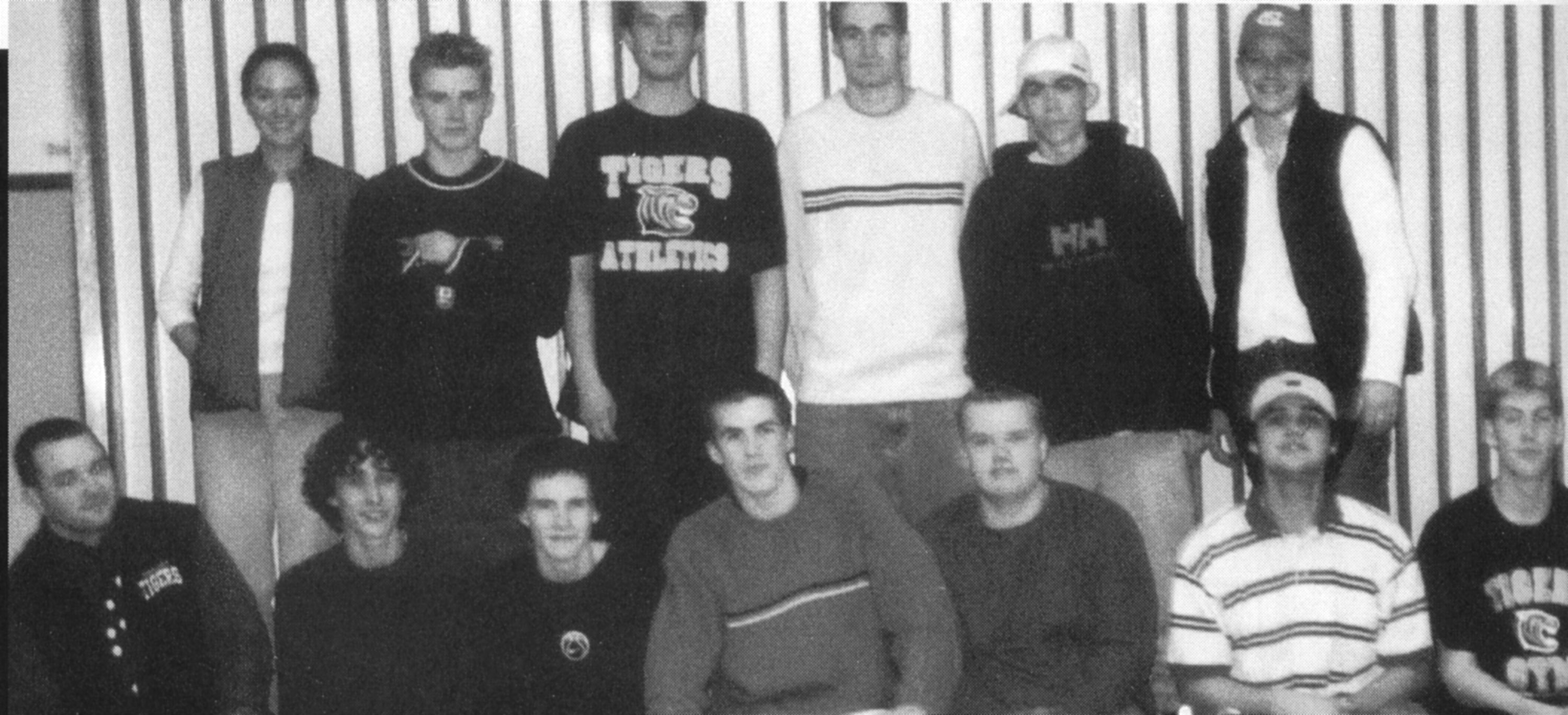 (Click to magnify - original photo out-of-focus and with heads cut off) FRONT ROW: Mr. C. Pinkerton, Blake Sedore, Holland Dillion, Jeff Keeping, Seb Pritchard, Rob Sedore, Bryon Kennedy; ***BACK ROW: Heather Harris, Alex Arnold, Colin Emo, Jeff Millam, S