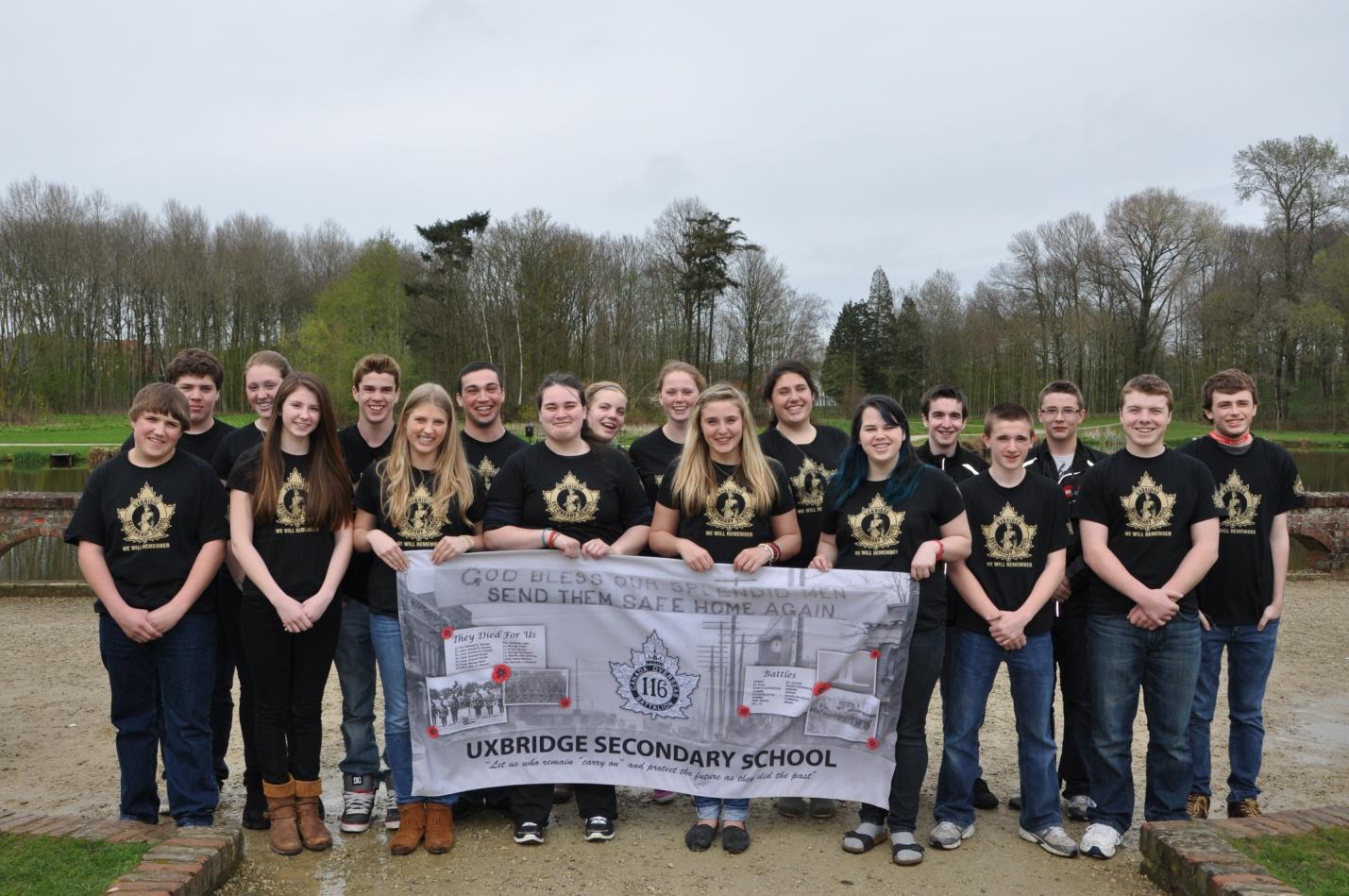 Uxbridge Secondary students on the grounds of the Battle of Passchendaele, April 2012.