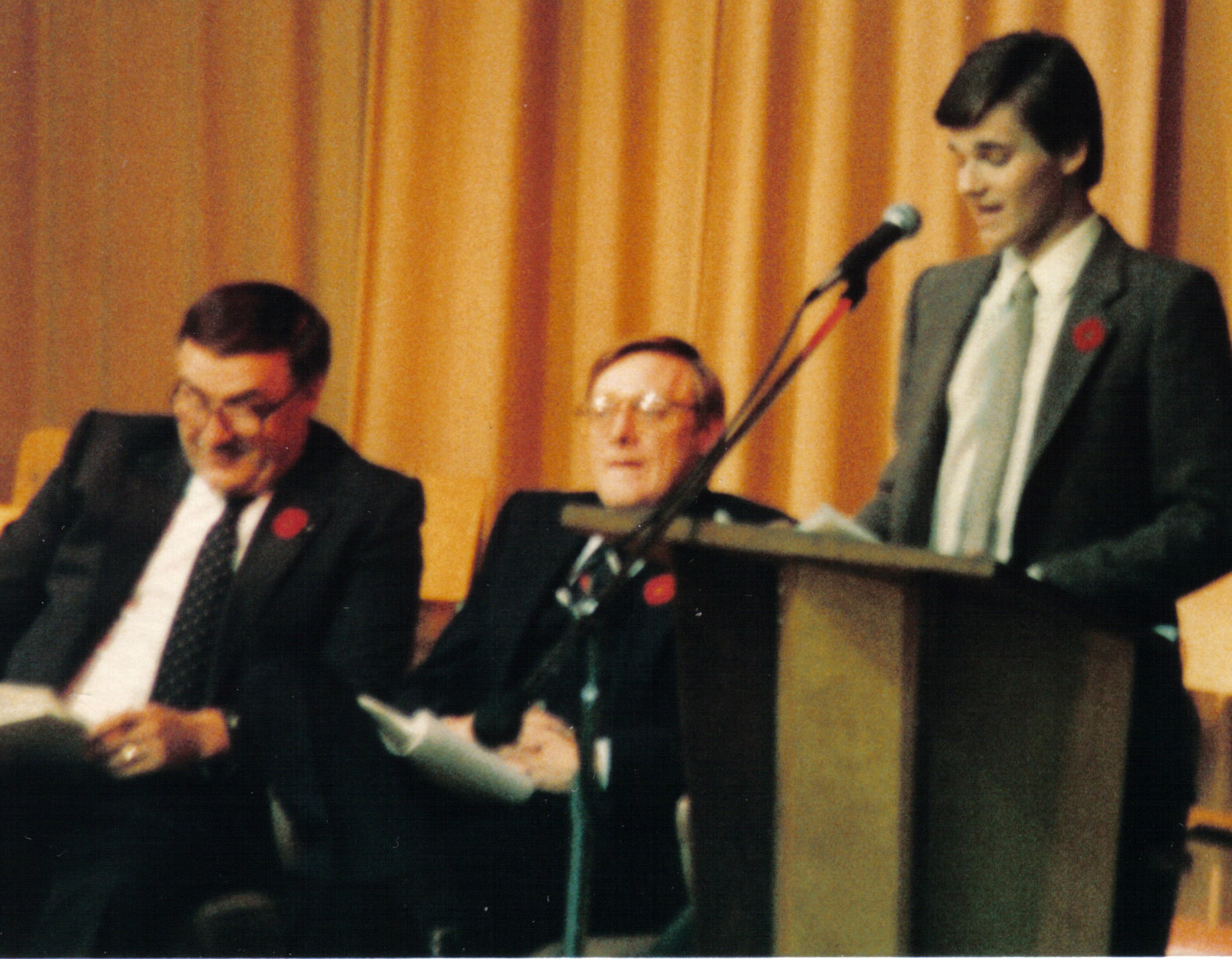 Andy Pateman - 1982 commencement valedictorian; middle - Principal Dave Brown; far left - Ray Newton (?)